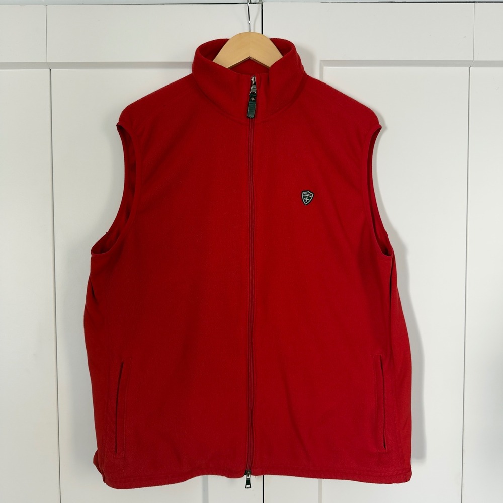 Vintage 2000s Mens XL Polo Ralph Lauren Vest Red Fleece Full Zip Polyester